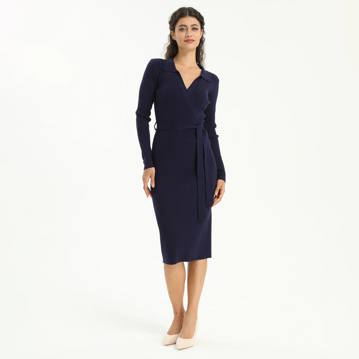 Navy Elegant Plain Dress for Women Image