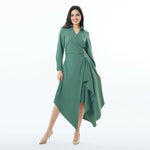 Grey Green Elegant Plain Dress for Women Image