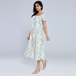 فستان عصري مزين بنمط الزهور للنساء