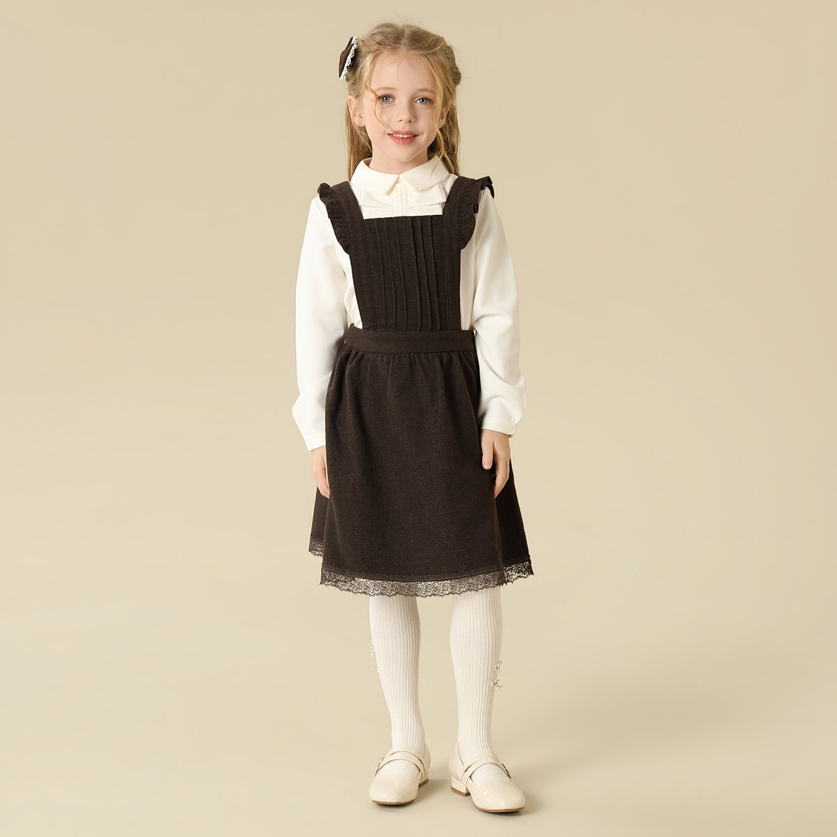 فستان مزين بشريط دانتيل للبنات