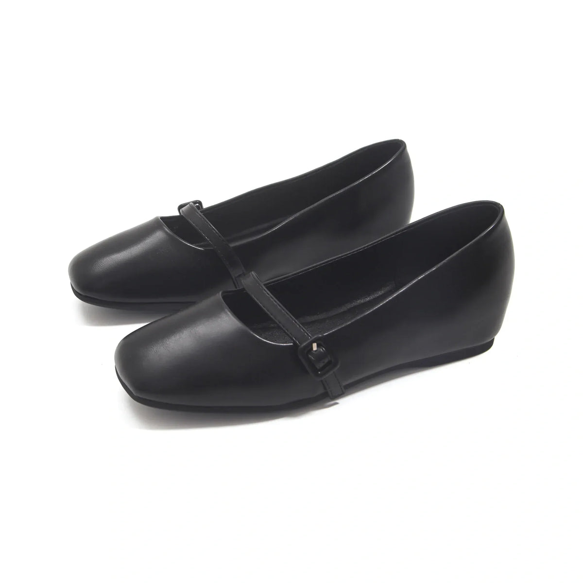 Black Daily Comfortable Wedge Flat Shoes for Women Image