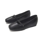 Black Daily Comfortable Wedge Flat Shoes for Women Image