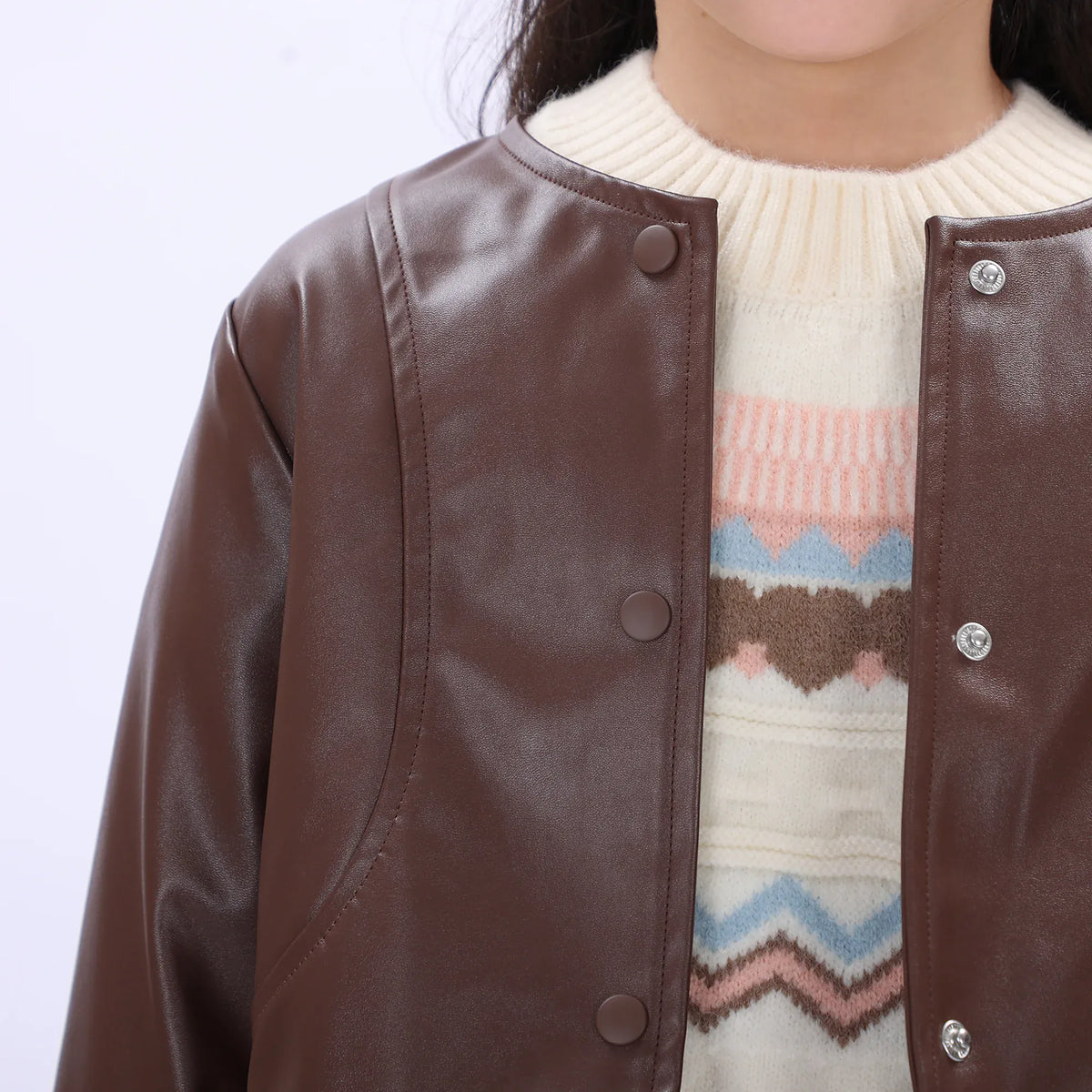 Casual Plain Jacket for Girls Image