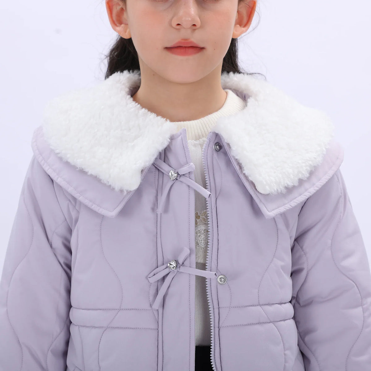 Casual Solid Jacket for Girls Image