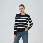 Navy Striped Jacket for Women Image