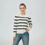 Off White Striped Jacket for Women Image