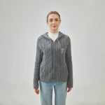 Jacquard Regular Raglan Sleeve cardigan with With Hood for Women Image