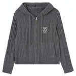 Jacquard Regular Raglan Sleeve cardigan with With Hood for Women Image