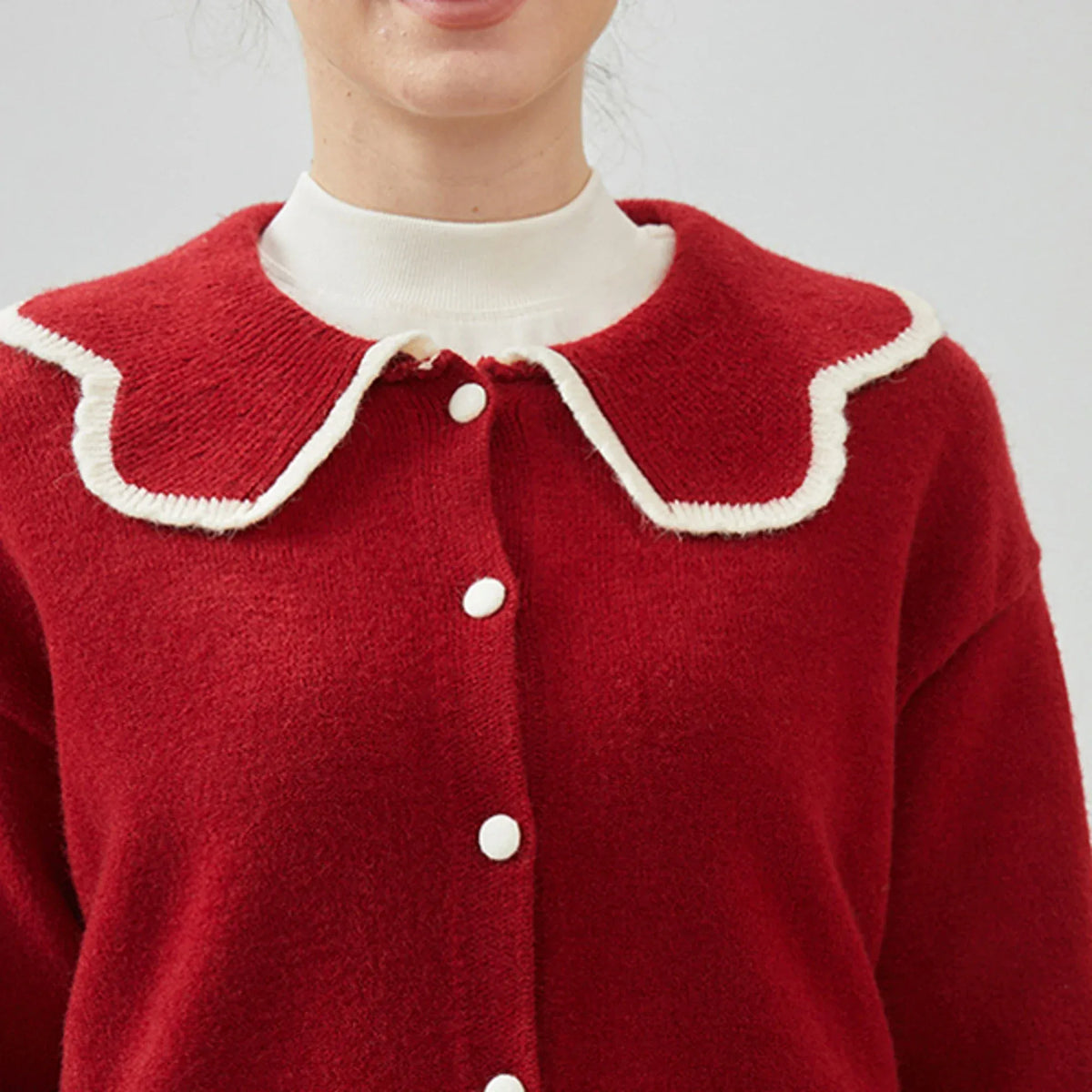 Embroidery Loose Drop-Shoulder cardigan with Collar for Women Image