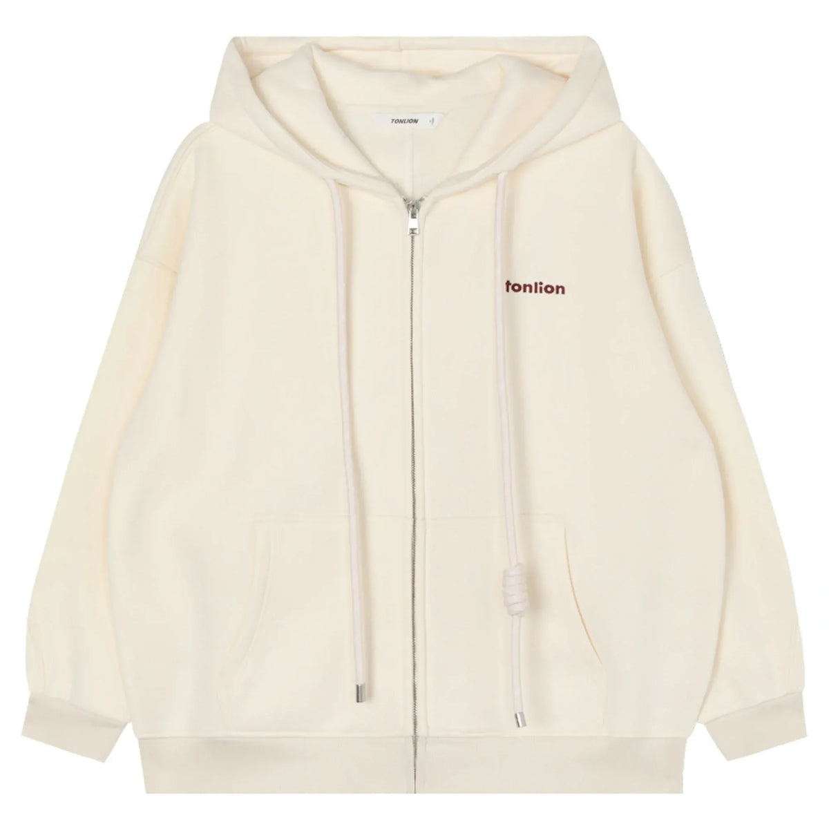 Embroidery Loose Drop-Shoulder Hoodie for Women Image