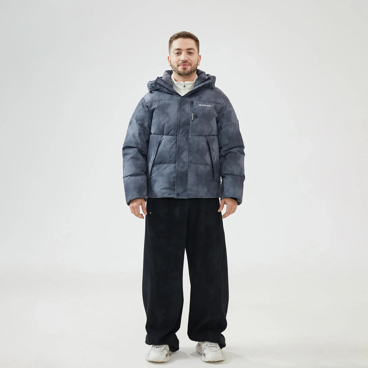 Tie-Dye Loose Sleeve Jacket with With Hood for Men Image