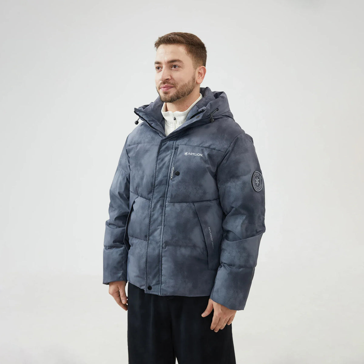 Tie-Dye Loose Sleeve Jacket with With Hood for Men Image