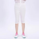 White Embroidery Basic Leggings for Girls Image