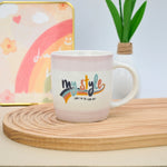 330Ml White Pink Mug With Colorful Design Image