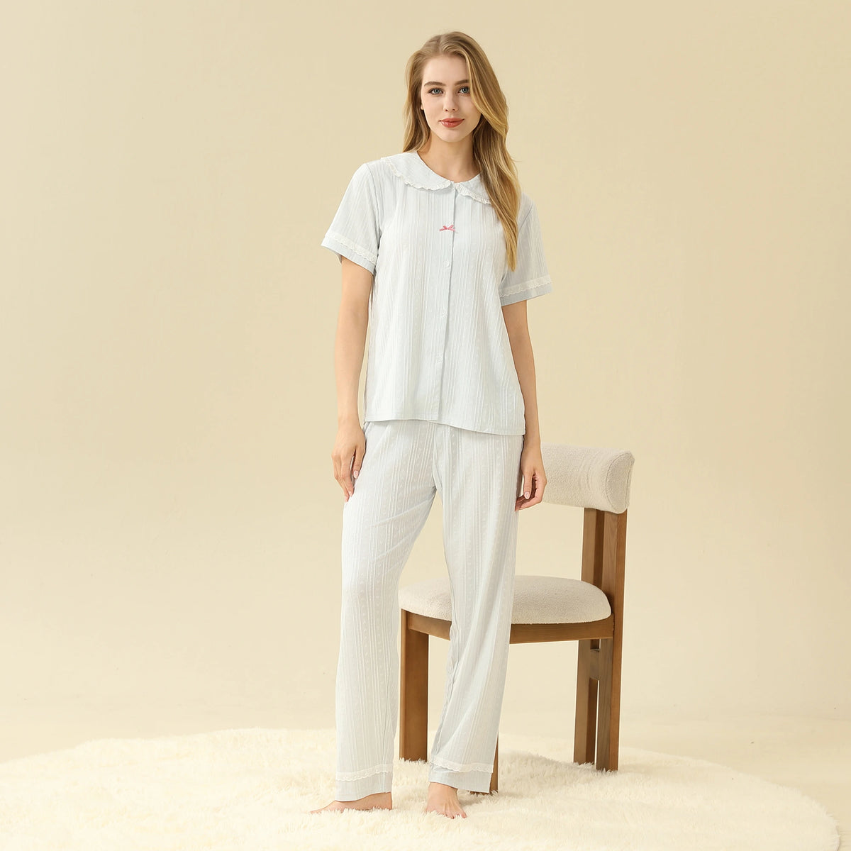 Jacquard Pajama Set 2Pc For Women
