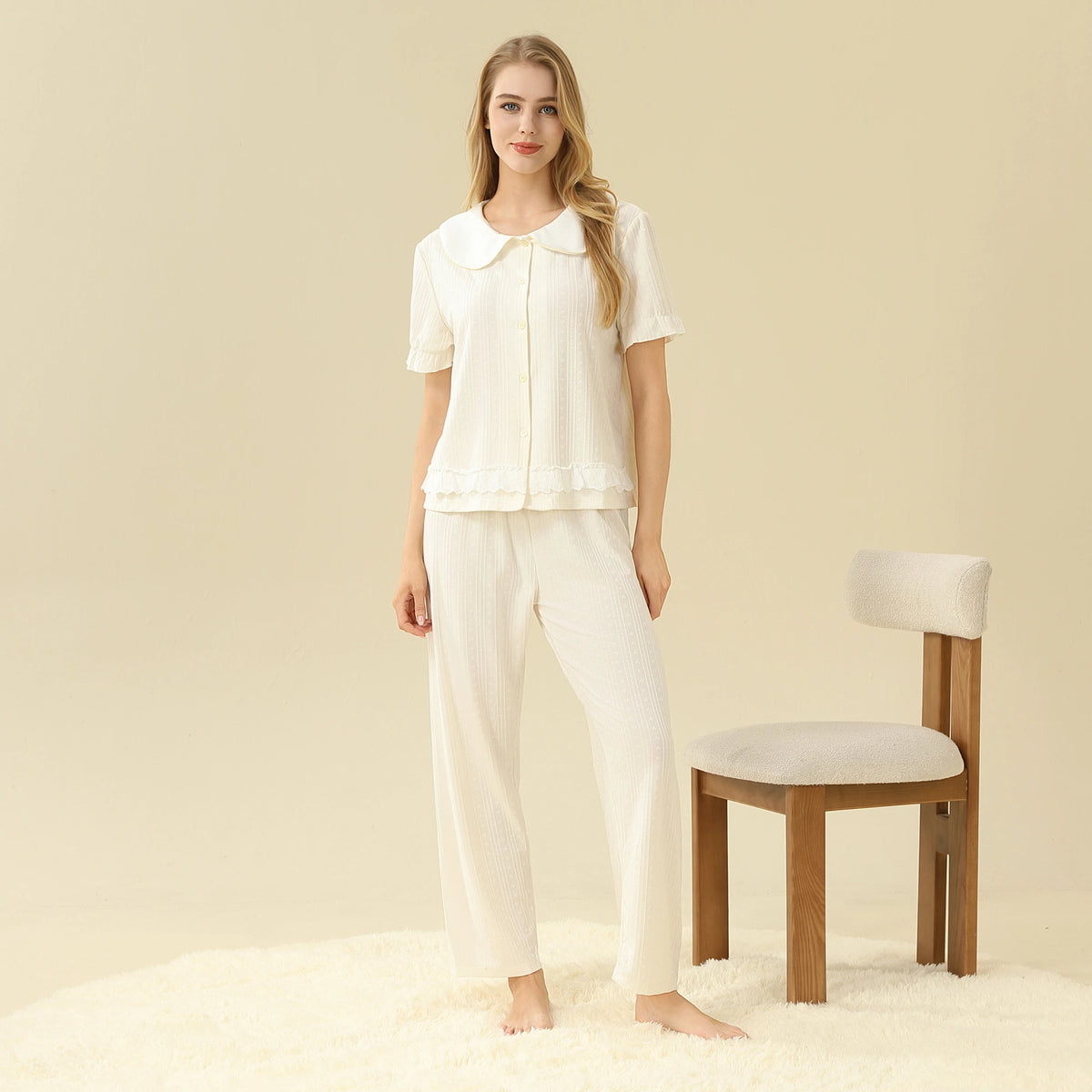 Jacquard Pajama Set 2Pc For Women