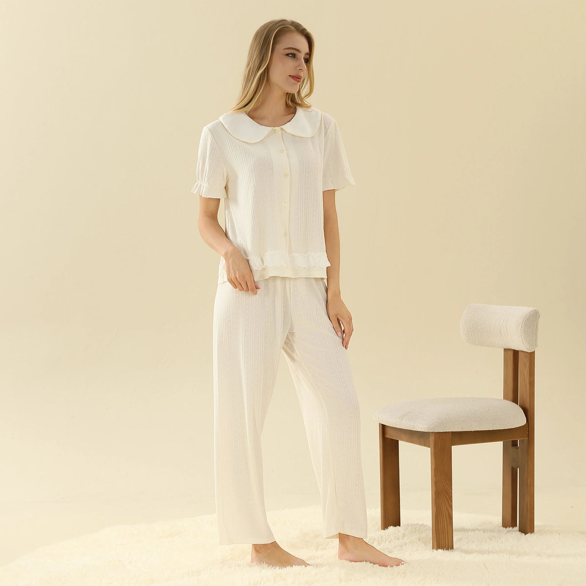 Jacquard Pajama Set 2Pc For Women