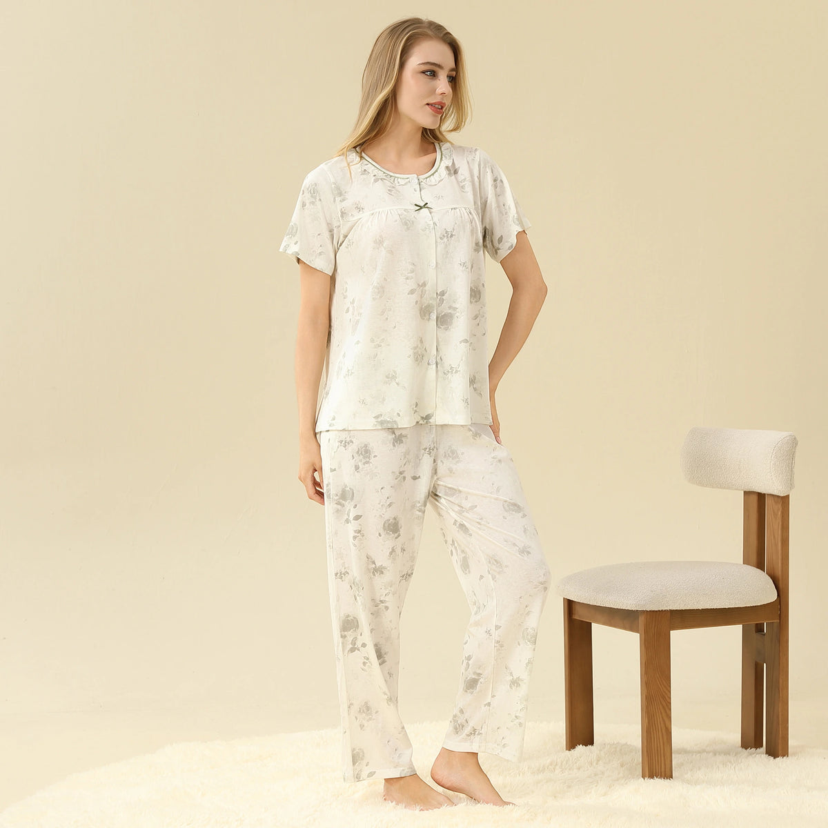 Floral Pajama Set 2Pc For Women
