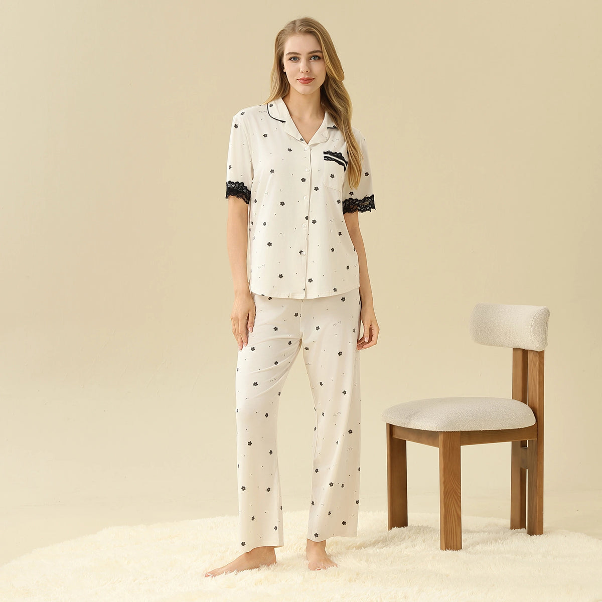 Floral Pajama Set 2Pc For Women