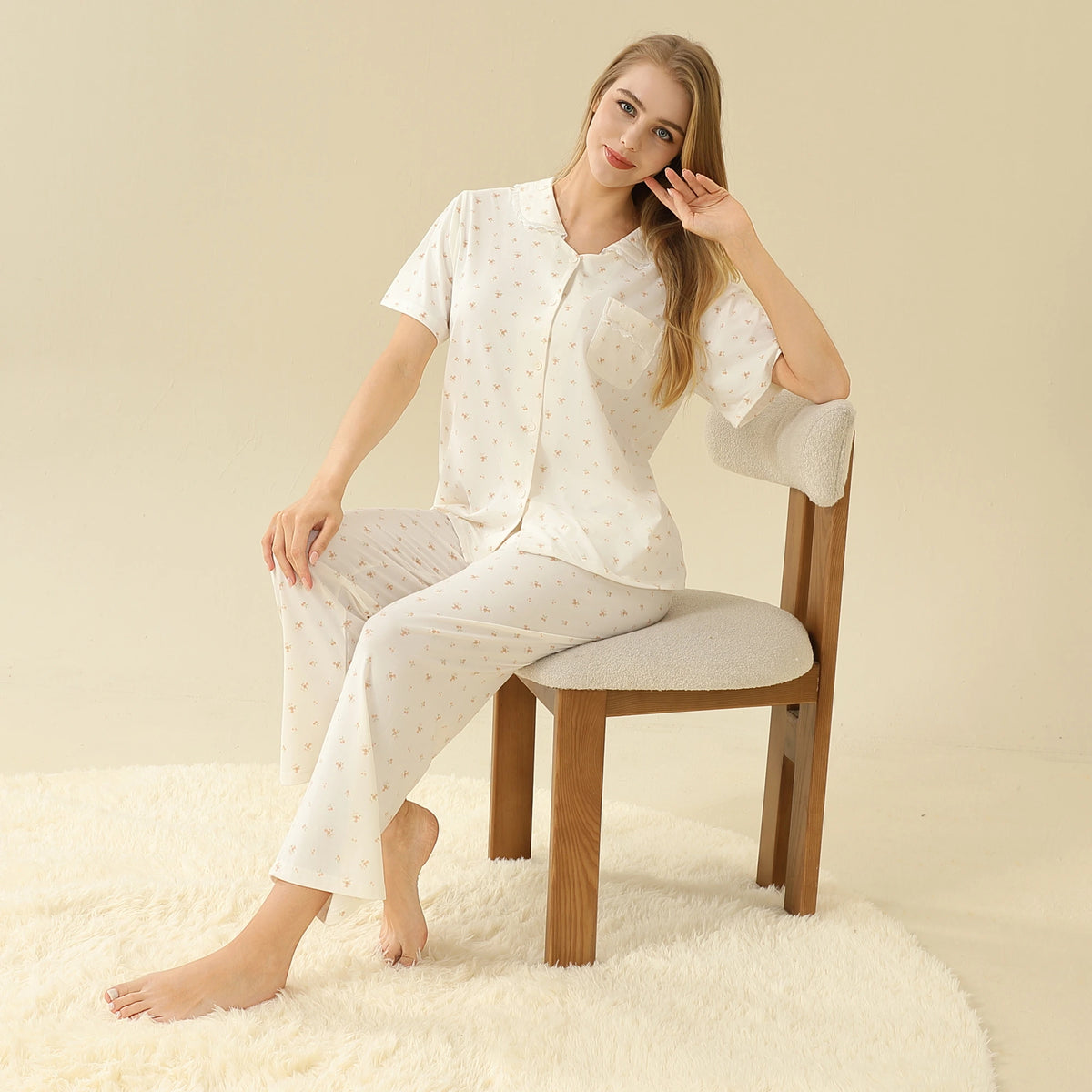 Floral Pajama Set 2Pc For Women