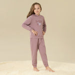 Hoodie:Printed,Pants:Plain Pajama Set-2Pc For Girls