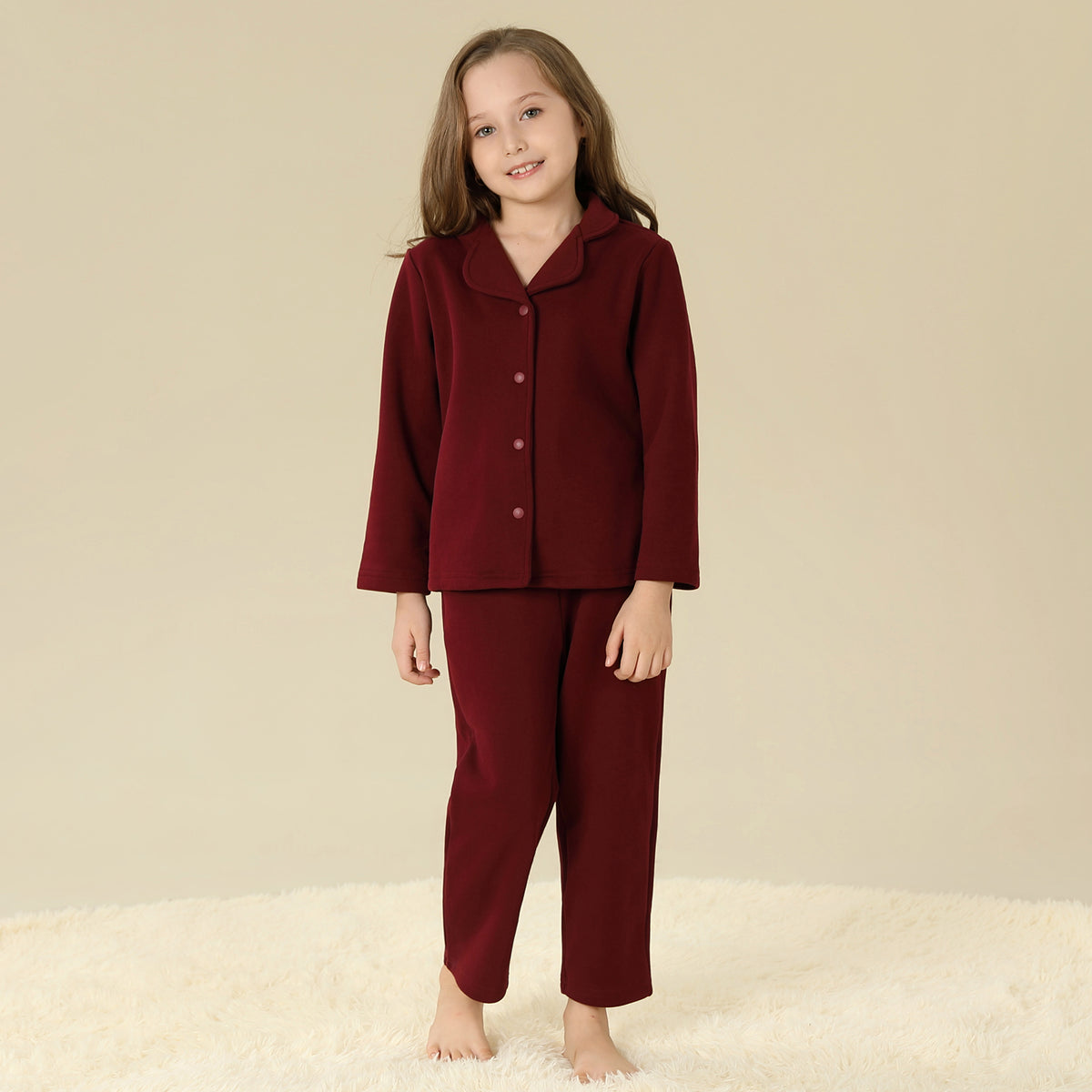Shirt:Plain,Pants:Plain Pajama Set-2Pc For Girls