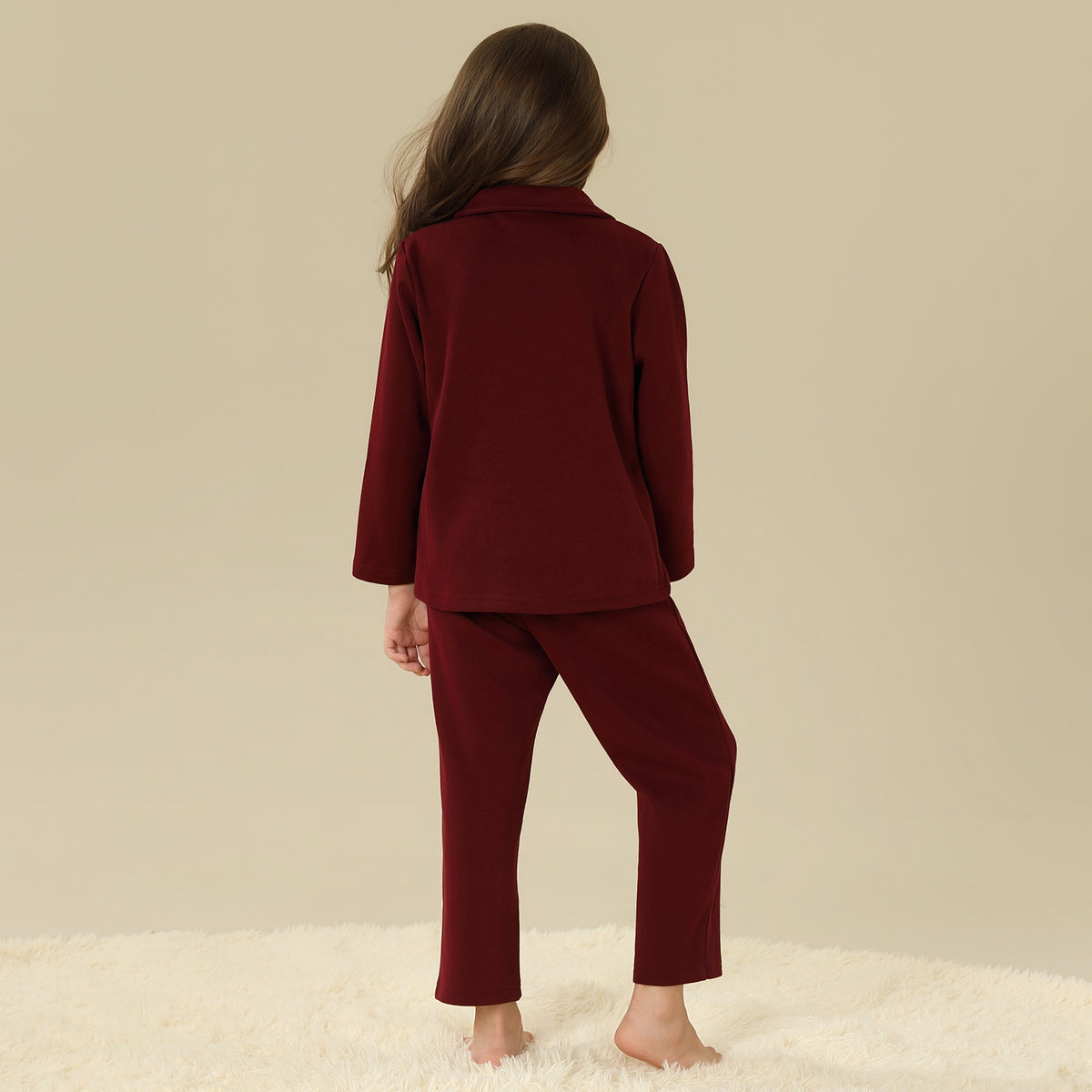 Shirt:Plain,Pants:Plain Pajama Set-2Pc For Girls