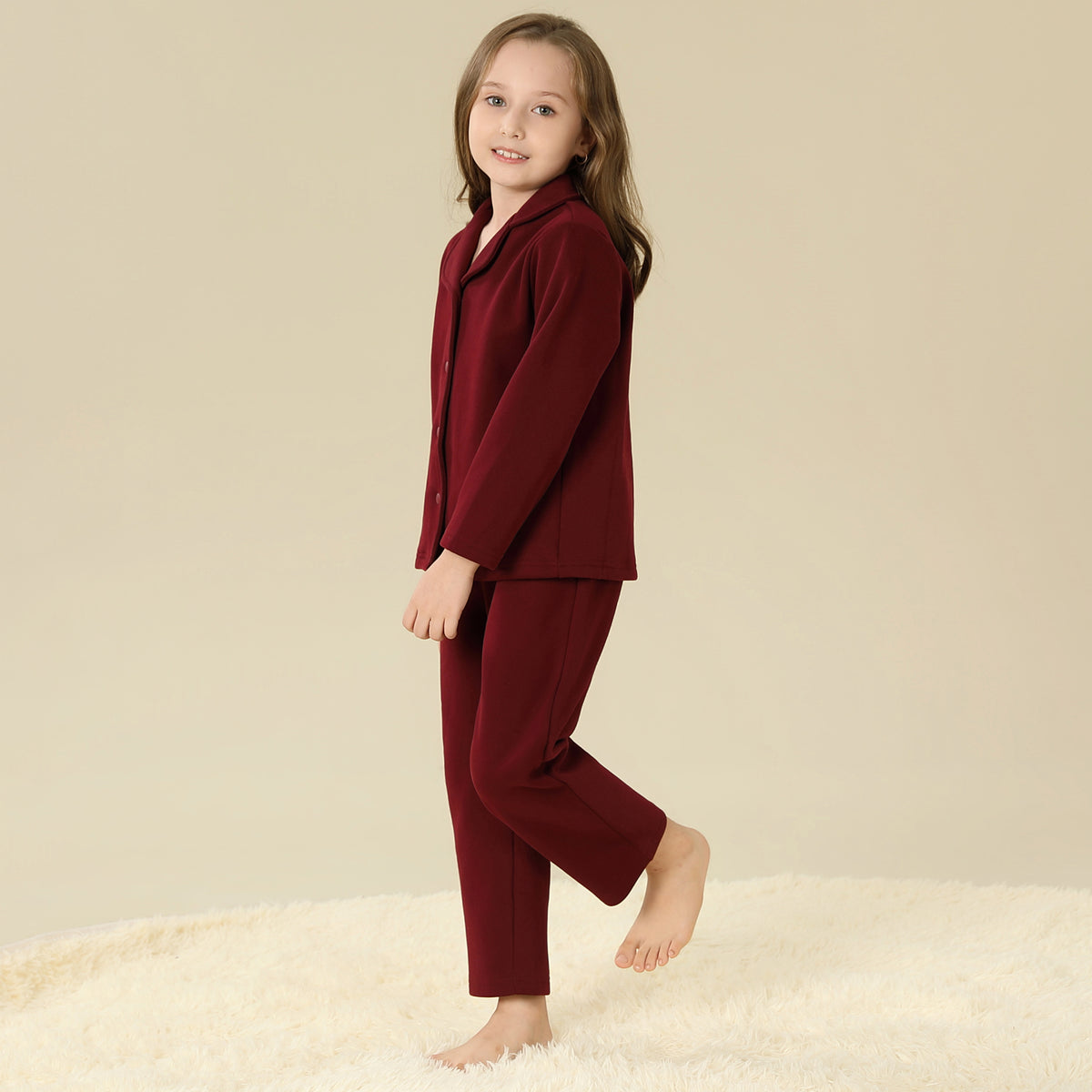 Shirt:Plain,Pants:Plain Pajama Set-2Pc For Girls