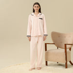 Jacket:Laced,Pants:Plain Pajama Set-2Pc For Women
