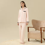 Jacket:Laced,Pants:Plain Pajama Set-2Pc For Women