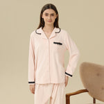 Jacket:Laced,Pants:Plain Pajama Set-2Pc For Women