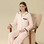 Jacket:Laced,Pants:Plain Pajama Set-2Pc For Women