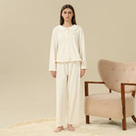 Jacket:Embroidery,Pants:Printed Pajama Set-2Pc For Women