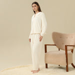 Jacket:Embroidery,Pants:Printed Pajama Set-2Pc For Women