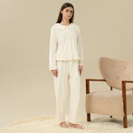 Jacket:Embroidery,Pants:Printed Pajama Set-2Pc For Women