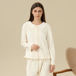 Jacket:Embroidery,Pants:Printed Pajama Set-2Pc For Women