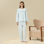 Jacket:Embroidery,Pants:Printed Pajama Set-2Pc For Women