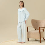 Jacket:Embroidery,Pants:Printed Pajama Set-2Pc For Women