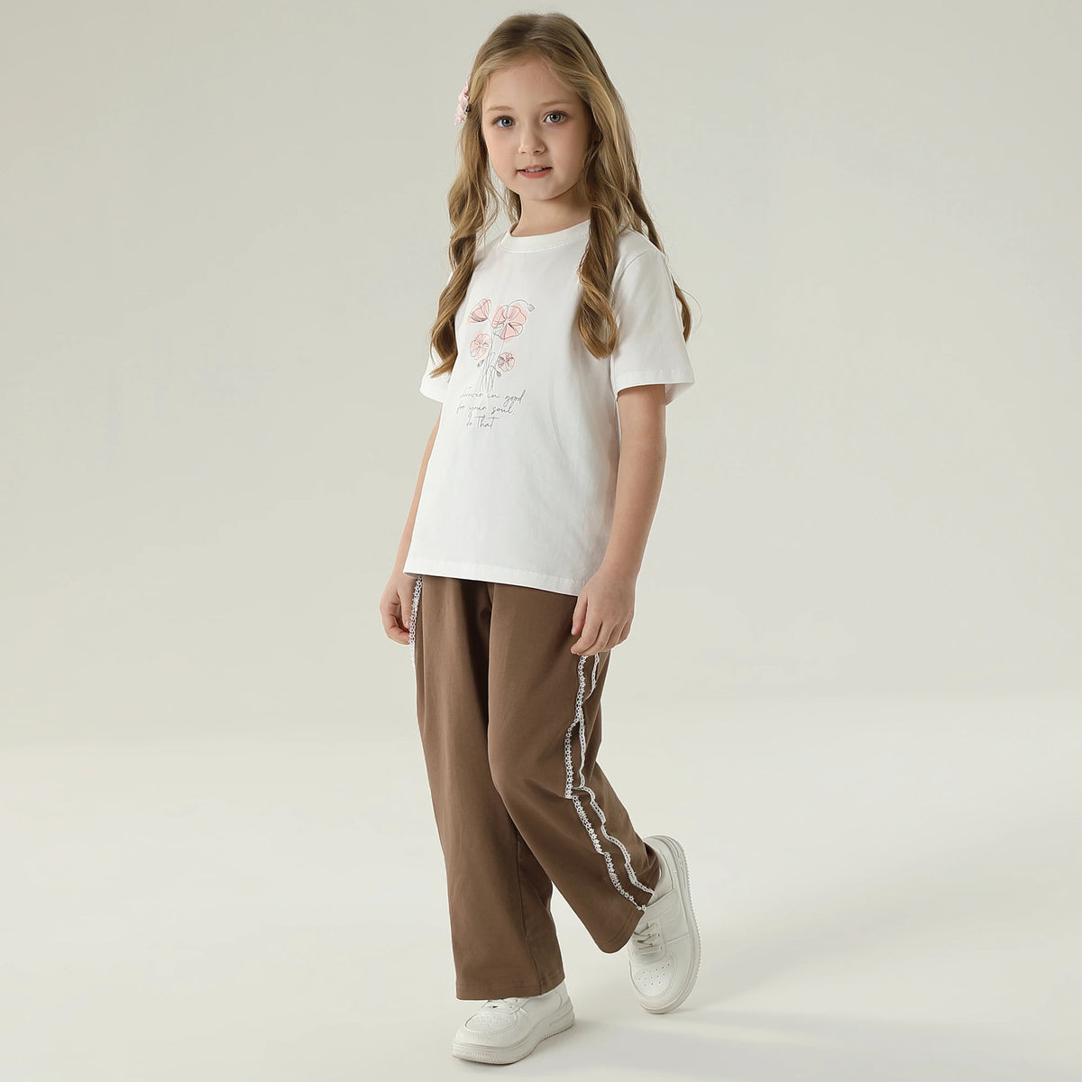 طقم بيجاما مطرزة 2 قطعة للبنات