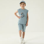 طقم بيجاما مزين بطباعة 2 قطعة للأولاد