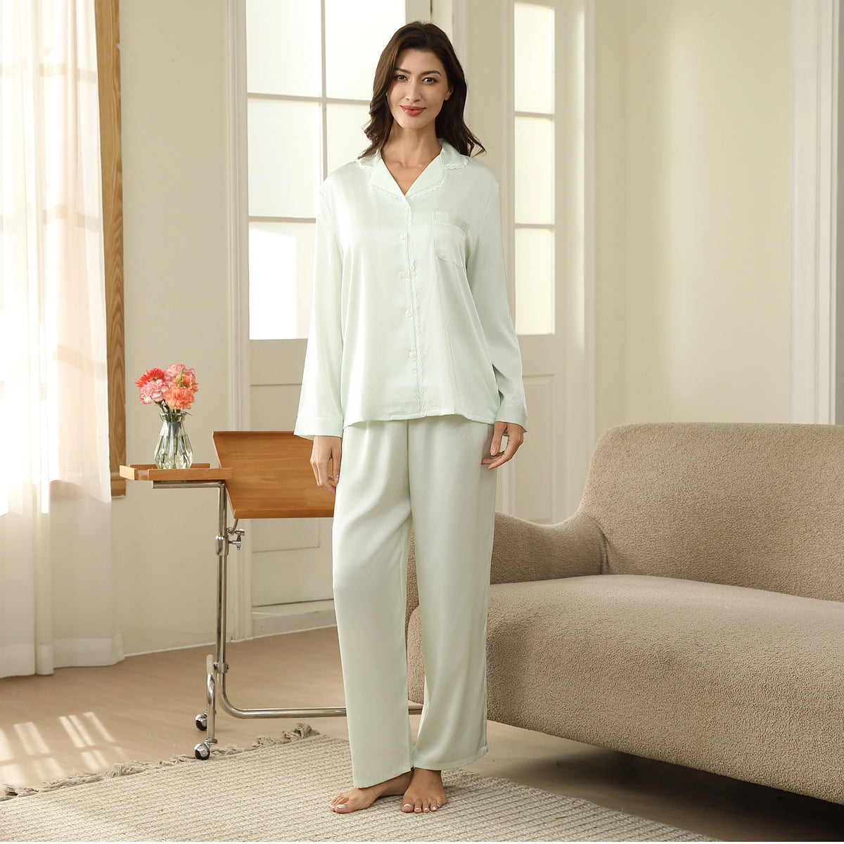 Embroidery Pajama Set-2Pc For Women