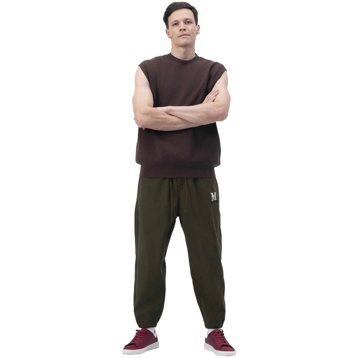 embroidery casual pants for men image