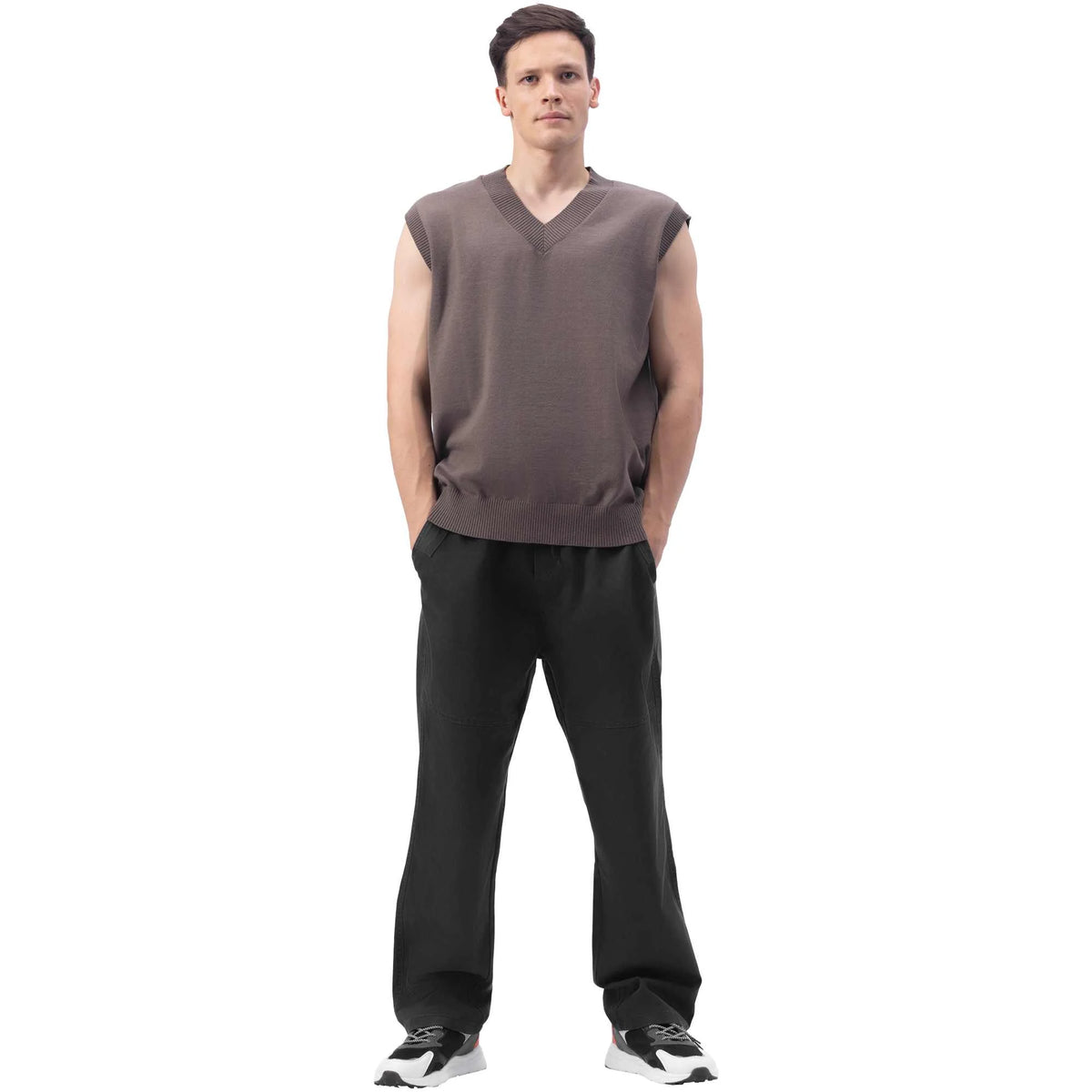 plain casual pants for men image