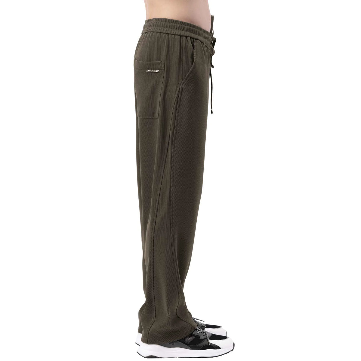 embroidery casual pants for men image