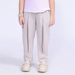 Beige Gray Plain Pants for Girls Image