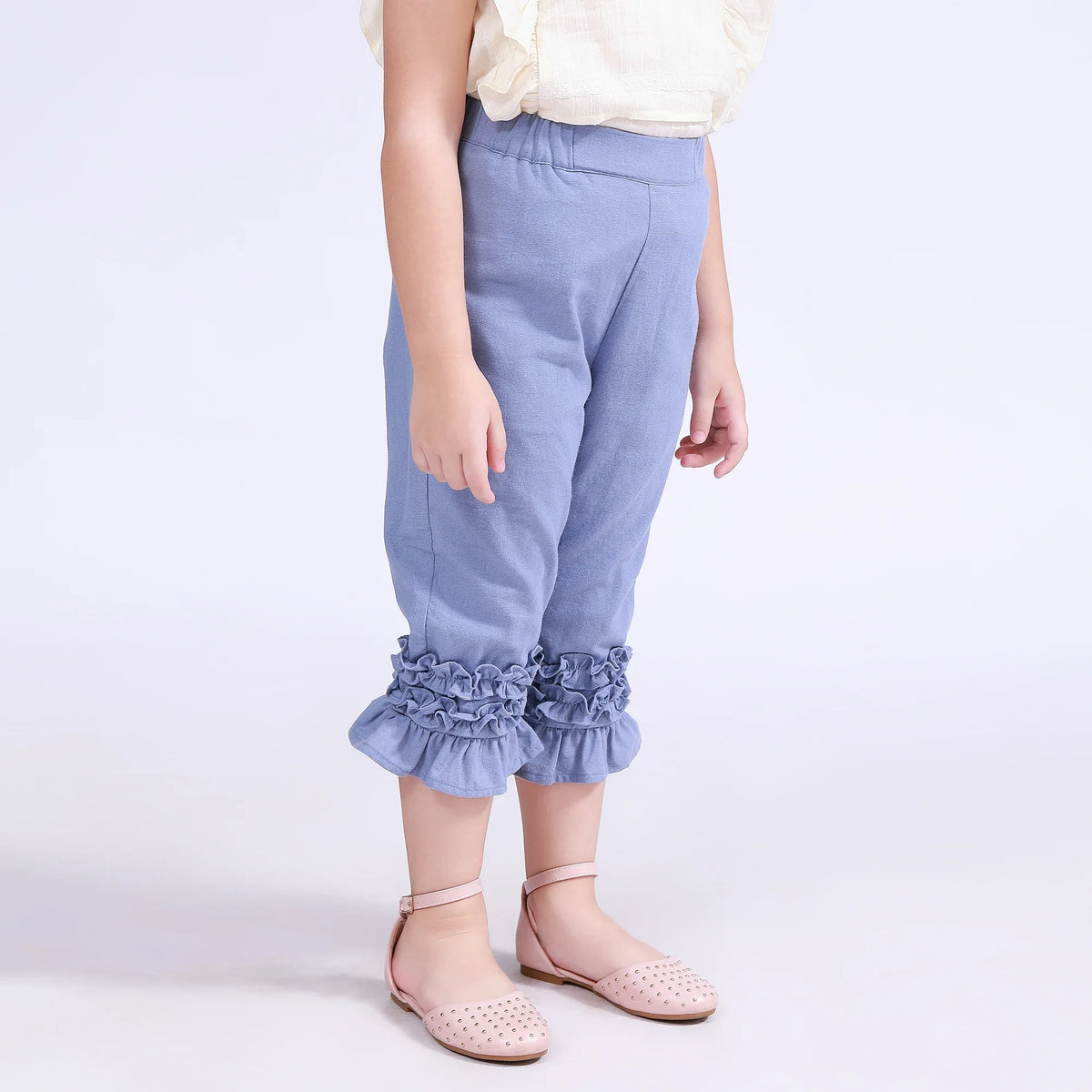 Plain Pants for Girls Gray Blue Image