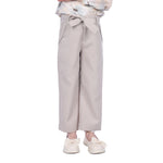 Dark Beige Plain Classic Pants For Girls Image