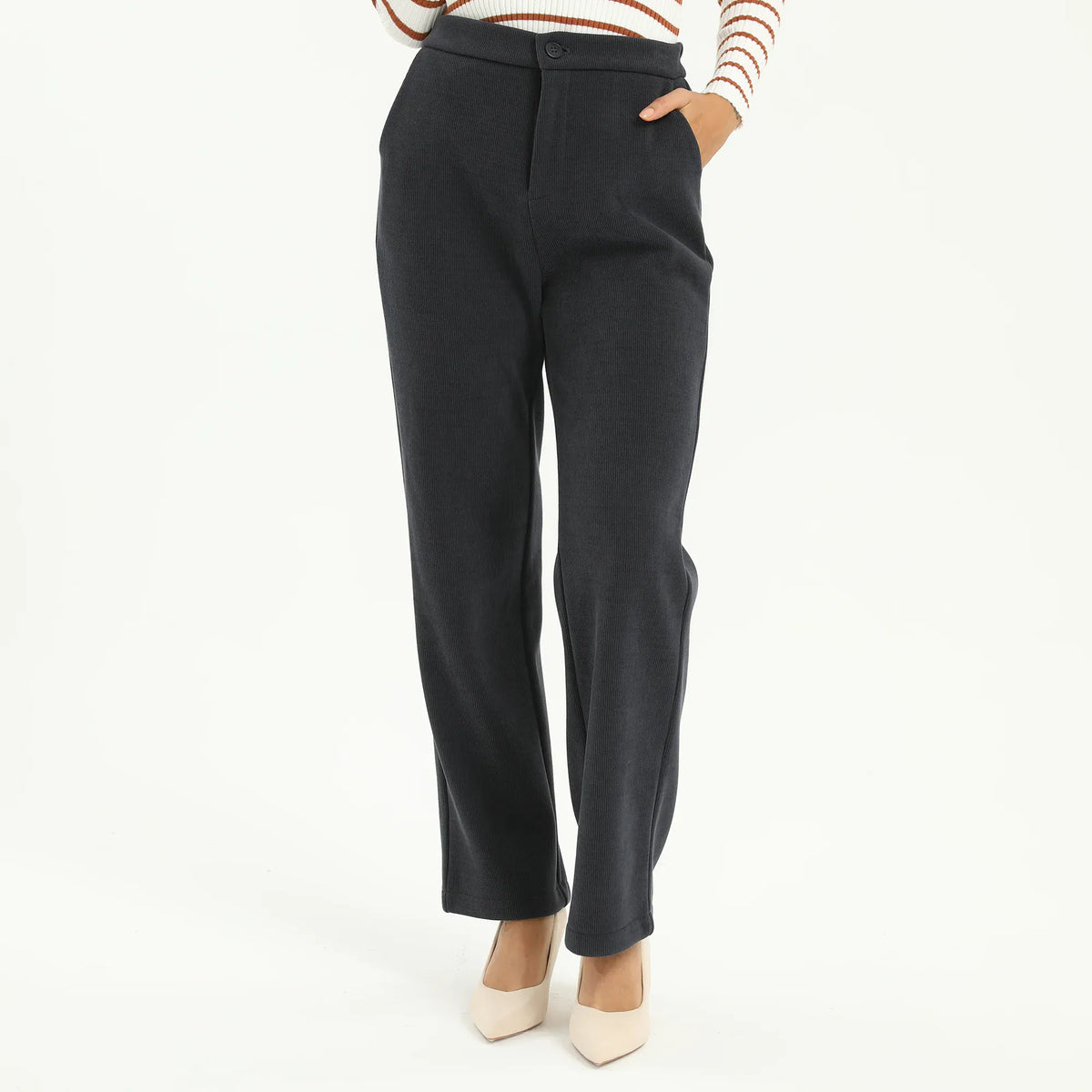 Navy Elegant Plain Pants for Women Image