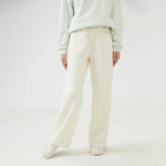 Jeans White Wide-Leg Mid-Wiast Plain Pants for Women Image