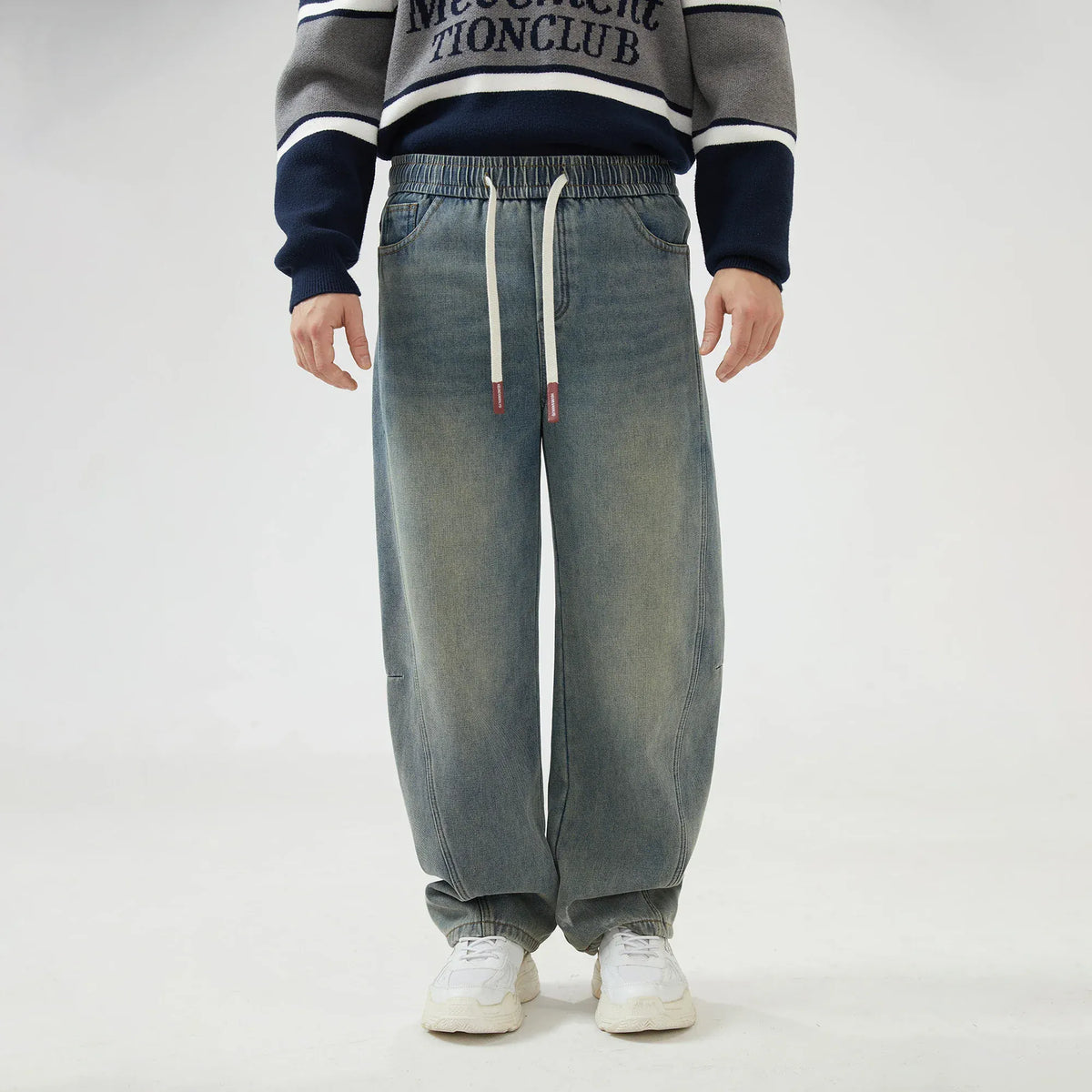 Straight-Leg Mid-Wiast Jeans Pants for Men Image